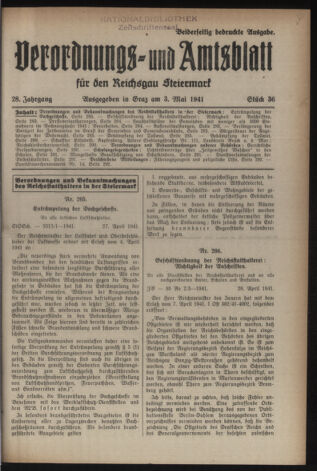 Verordnungsblatt der steiermärkischen Landesregierung 19410503 Seite: 1