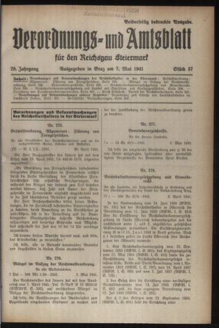 Verordnungsblatt der steiermärkischen Landesregierung 19410507 Seite: 1