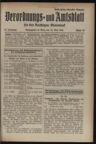 Verordnungsblatt der steiermärkischen Landesregierung 19410510 Seite: 1