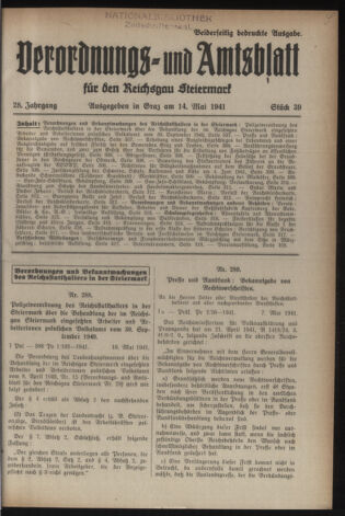 Verordnungsblatt der steiermärkischen Landesregierung 19410514 Seite: 1