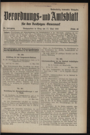 Verordnungsblatt der steiermärkischen Landesregierung 19410517 Seite: 1