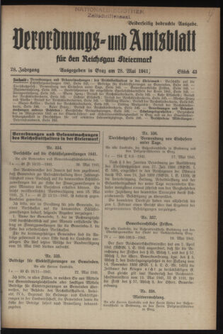 Verordnungsblatt der steiermärkischen Landesregierung 19410528 Seite: 1