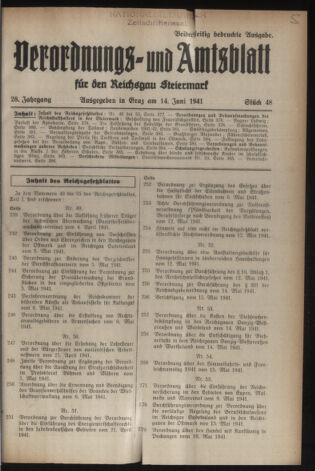 Verordnungsblatt der steiermärkischen Landesregierung 19410614 Seite: 1