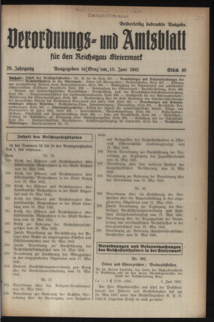 Verordnungsblatt der steiermärkischen Landesregierung 19410618 Seite: 1