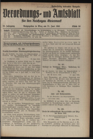 Verordnungsblatt der steiermärkischen Landesregierung 19410621 Seite: 1