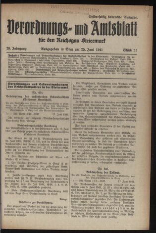 Verordnungsblatt der steiermärkischen Landesregierung 19410625 Seite: 1