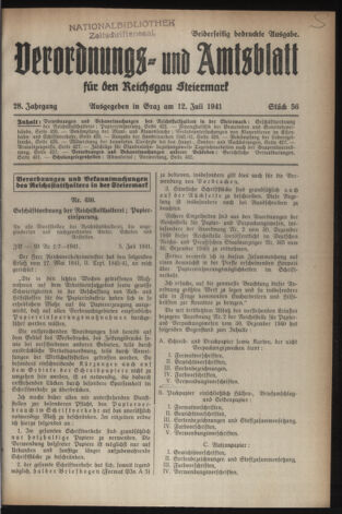 Verordnungsblatt der steiermärkischen Landesregierung 19410712 Seite: 1