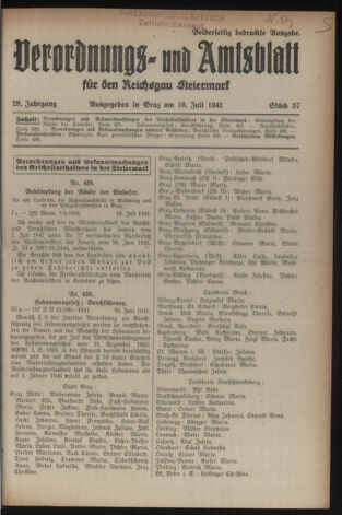 Verordnungsblatt der steiermärkischen Landesregierung 19410716 Seite: 1