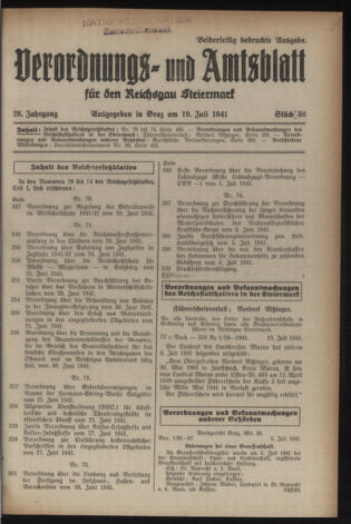 Verordnungsblatt der steiermärkischen Landesregierung 19410719 Seite: 1