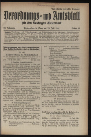 Verordnungsblatt der steiermärkischen Landesregierung 19410726 Seite: 1