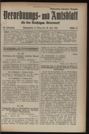 Verordnungsblatt der steiermärkischen Landesregierung 19410730 Seite: 1