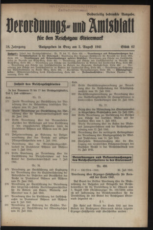 Verordnungsblatt der steiermärkischen Landesregierung 19410802 Seite: 1