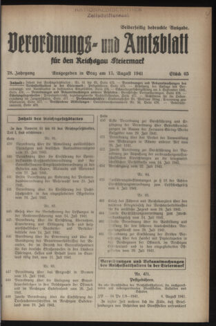 Verordnungsblatt der steiermärkischen Landesregierung 19410813 Seite: 1