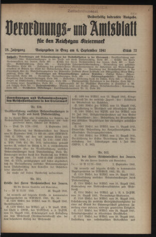 Verordnungsblatt der steiermärkischen Landesregierung 19410906 Seite: 1