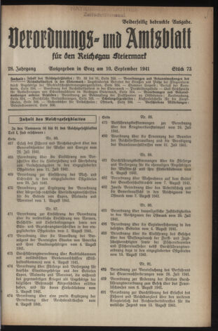 Verordnungsblatt der steiermärkischen Landesregierung 19410910 Seite: 1