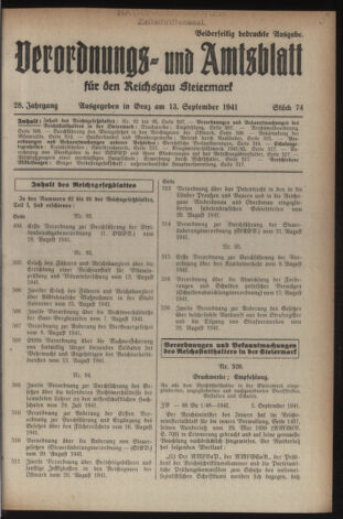 Verordnungsblatt der steiermärkischen Landesregierung 19410913 Seite: 1