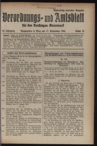 Verordnungsblatt der steiermärkischen Landesregierung 19410917 Seite: 1