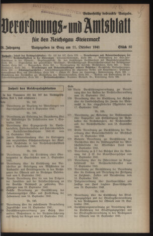 Verordnungsblatt der steiermärkischen Landesregierung 19411011 Seite: 1