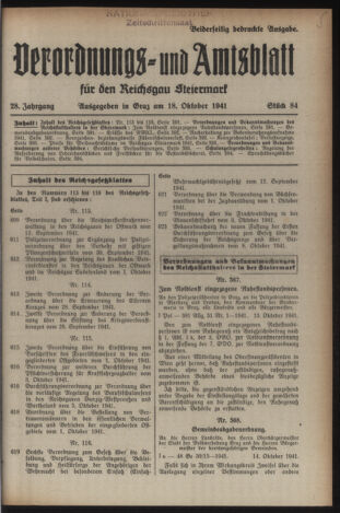 Verordnungsblatt der steiermärkischen Landesregierung 19411018 Seite: 1