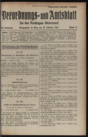 Verordnungsblatt der steiermärkischen Landesregierung 19411029 Seite: 1