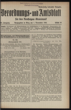 Verordnungsblatt der steiermärkischen Landesregierung 19411101 Seite: 1