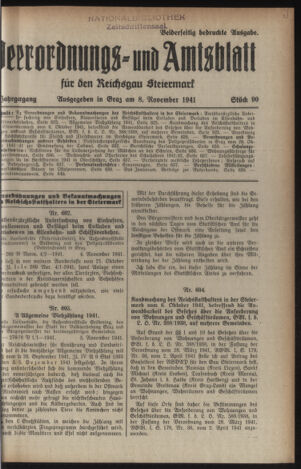 Verordnungsblatt der steiermärkischen Landesregierung 19411108 Seite: 1