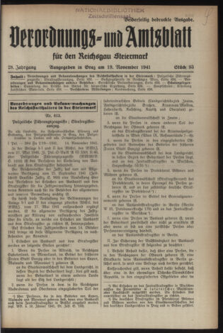 Verordnungsblatt der steiermärkischen Landesregierung 19411119 Seite: 1