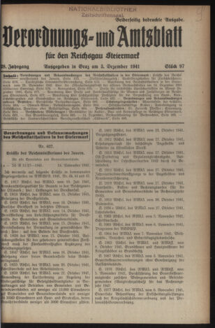 Verordnungsblatt der steiermärkischen Landesregierung 19411203 Seite: 1