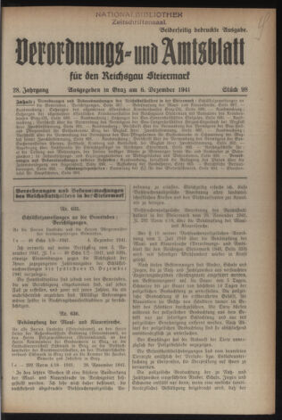 Verordnungsblatt der steiermärkischen Landesregierung 19411206 Seite: 1