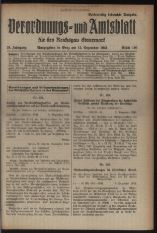 Verordnungsblatt der steiermärkischen Landesregierung 19411213 Seite: 1