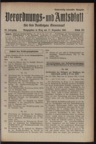 Verordnungsblatt der steiermärkischen Landesregierung 19411217 Seite: 1