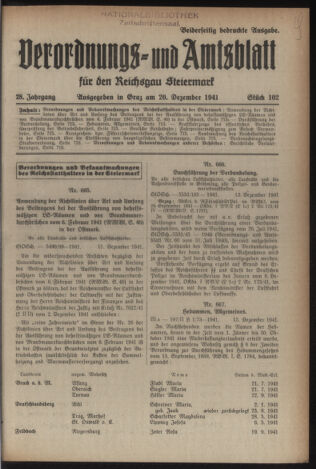 Verordnungsblatt der steiermärkischen Landesregierung 19411220 Seite: 1