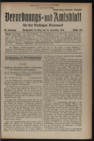 Verordnungsblatt der steiermärkischen Landesregierung 19411224 Seite: 1