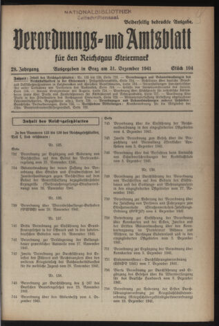 Verordnungsblatt der steiermärkischen Landesregierung 19411231 Seite: 1