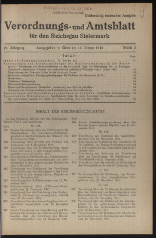 Verordnungsblatt der steiermärkischen Landesregierung 19420114 Seite: 1