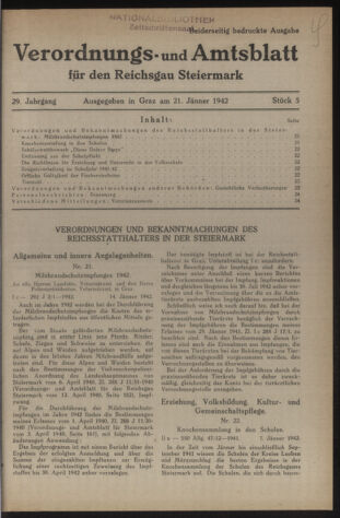 Verordnungsblatt der steiermärkischen Landesregierung 19420121 Seite: 1