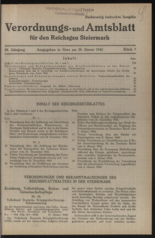 Verordnungsblatt der steiermärkischen Landesregierung 19420128 Seite: 1