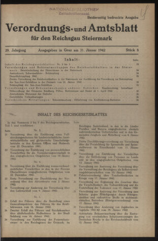 Verordnungsblatt der steiermärkischen Landesregierung 19420131 Seite: 1