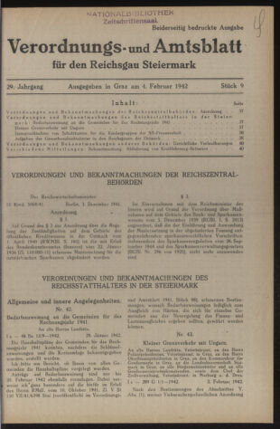 Verordnungsblatt der steiermärkischen Landesregierung 19420204 Seite: 1