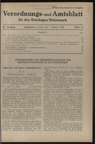 Verordnungsblatt der steiermärkischen Landesregierung 19420207 Seite: 1