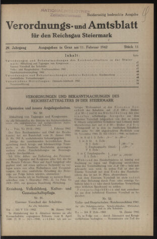 Verordnungsblatt der steiermärkischen Landesregierung 19420211 Seite: 1