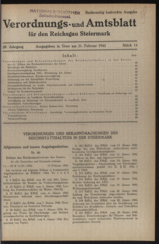 Verordnungsblatt der steiermärkischen Landesregierung 19420221 Seite: 1