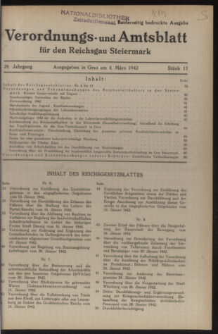 Verordnungsblatt der steiermärkischen Landesregierung 19420304 Seite: 1