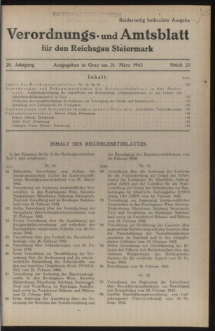 Verordnungsblatt der steiermärkischen Landesregierung 19420321 Seite: 1