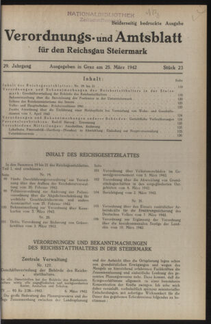 Verordnungsblatt der steiermärkischen Landesregierung 19420325 Seite: 1