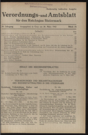 Verordnungsblatt der steiermärkischen Landesregierung 19420328 Seite: 1