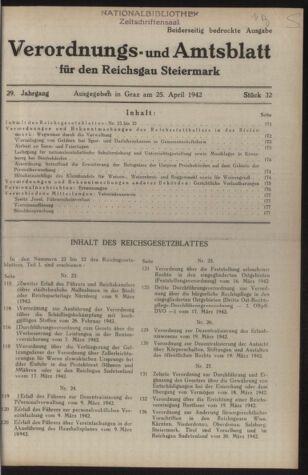 Verordnungsblatt der steiermärkischen Landesregierung 19420425 Seite: 1