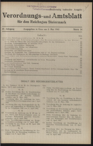 Verordnungsblatt der steiermärkischen Landesregierung 19420502 Seite: 1