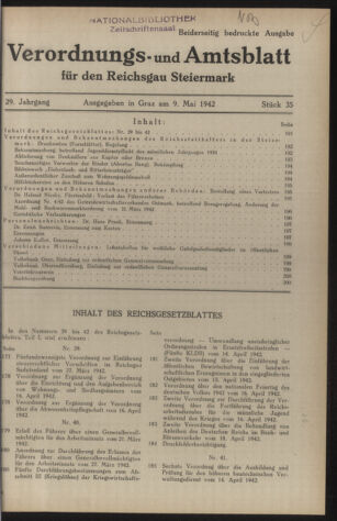 Verordnungsblatt der steiermärkischen Landesregierung 19420509 Seite: 1