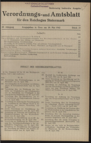 Verordnungsblatt der steiermärkischen Landesregierung 19420520 Seite: 1